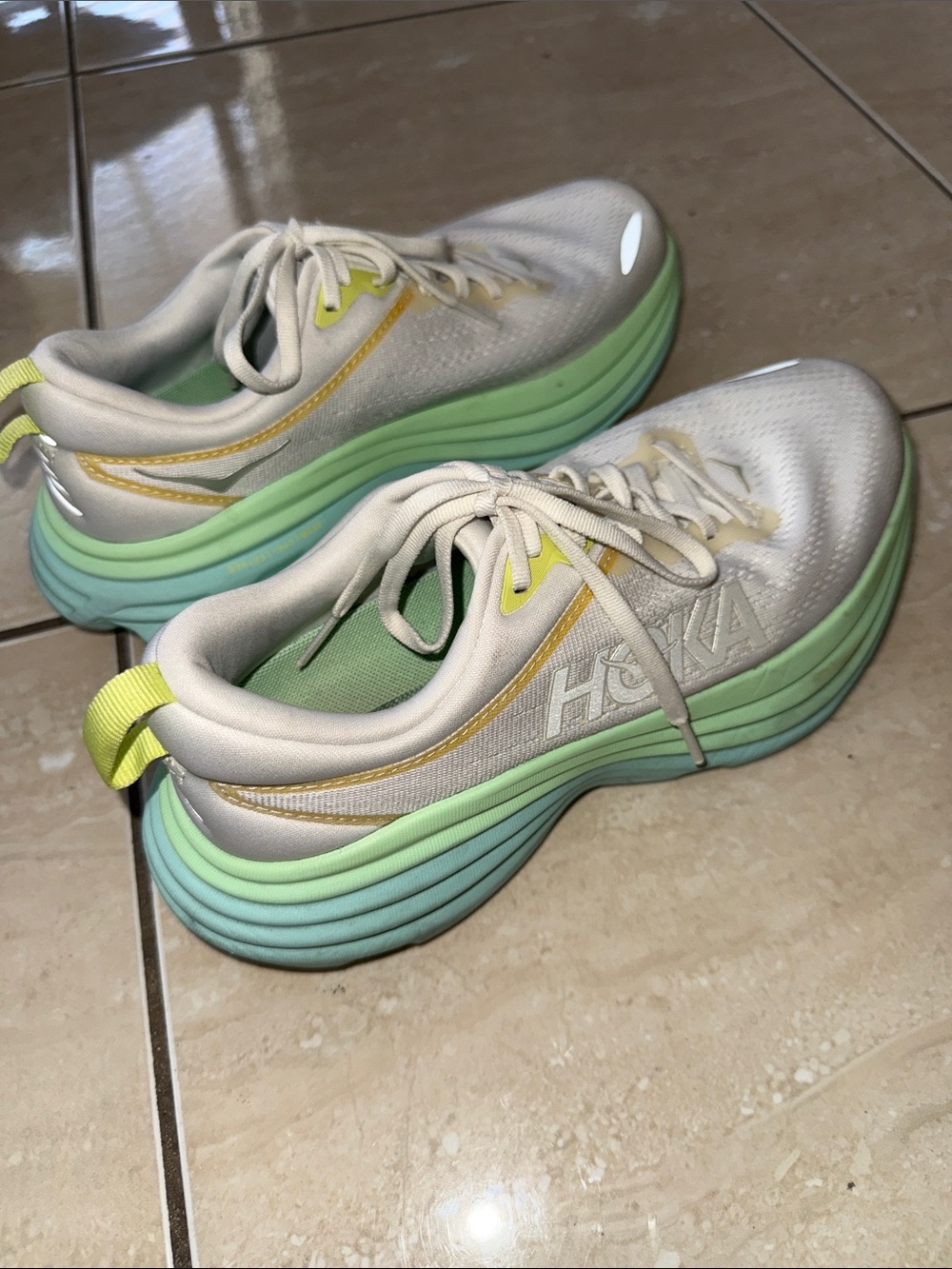 Hoka One One Bondi 8 Blanc De Blanc Sunlit Ocean Women's Running Shoe White Sz 8 - Picture 6 of 12